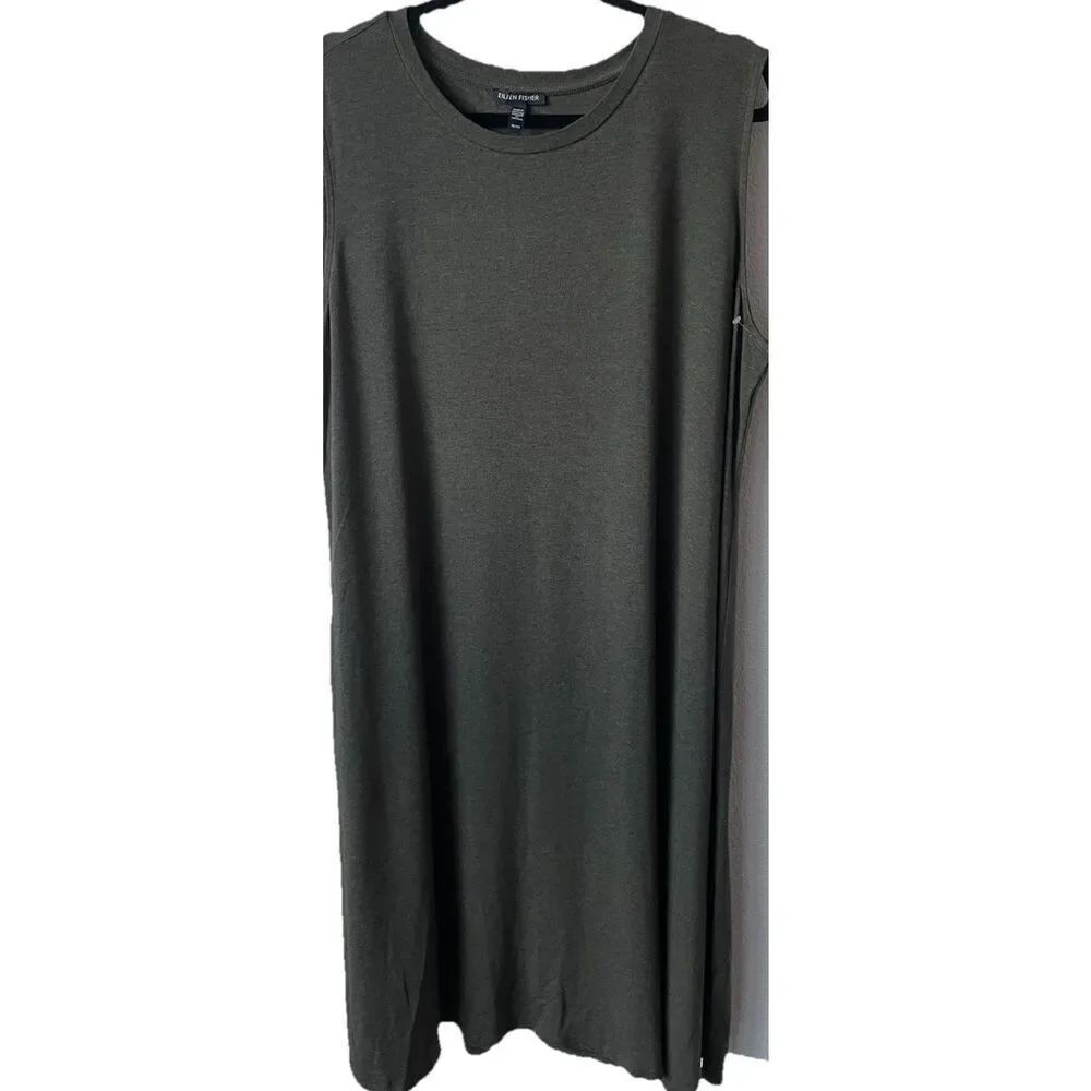 Eileen Fisher Sleeveless Stretch Jersey Knit Tank Stretch Dress Round Neck XL